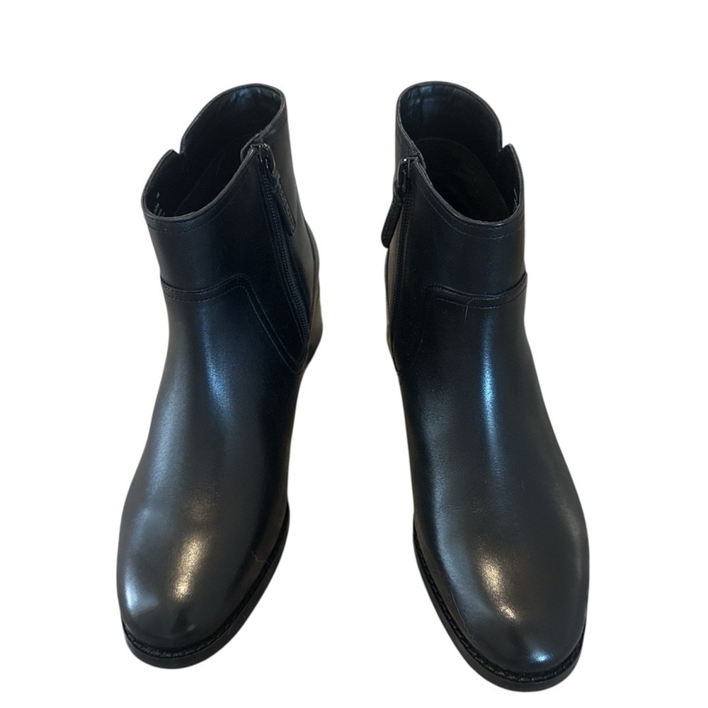 Cole Haan Black Leather Buckle Zip Boots